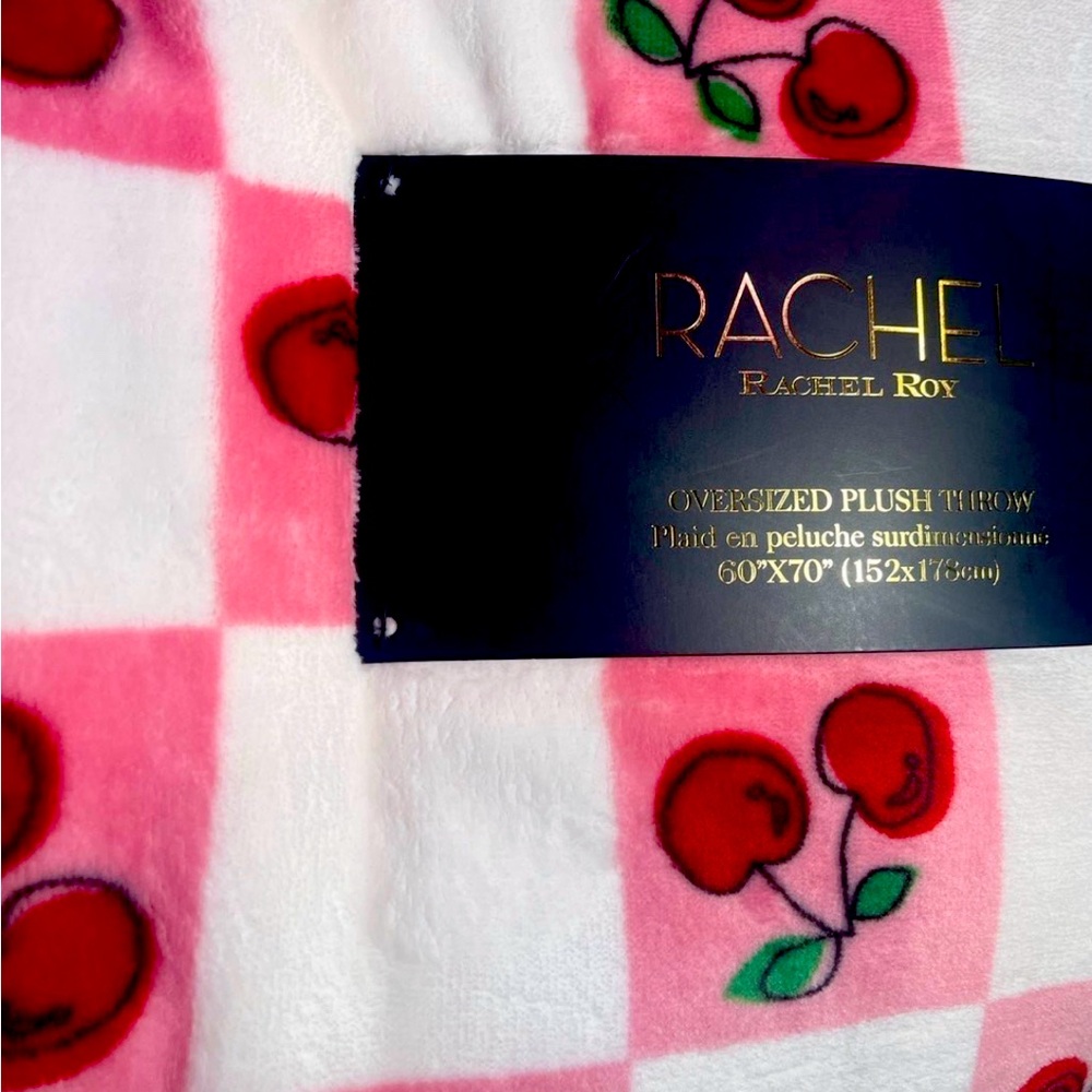 Rachel Roy cherry pink checkers blanket